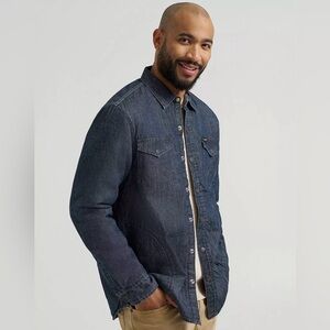 XL WRANGLER MEN'S PRINTED FLEECE LINED DENIM SHIRT JACKET